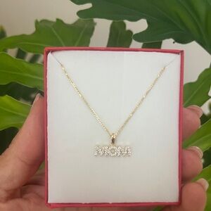 New Real 14K yellow Gold MOM Necklace 2pc Set with 16โ inches wheat chain 2pc